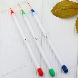 3PCS Nail Art Brush Liner Drawing Line Pen Paint Acrylic Makeup Tools 