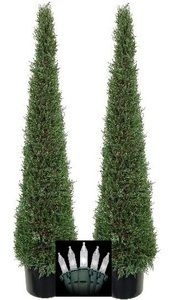 Artificial 5 Cypress Cone Tower Topiary Christmas Tree in Outdoor 