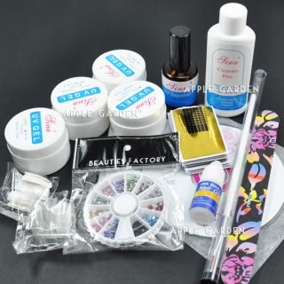 Pro UV Gel Nail Art Kit Topcoat Rhinestone​s 53