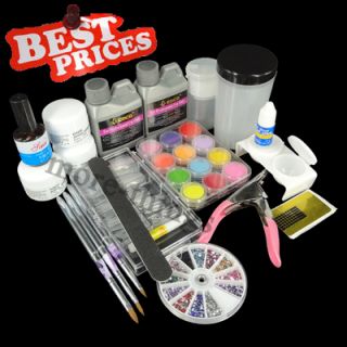 Full Acrylic Nail Art Professional Set Liquid Powder Tips Acrylic Kits 