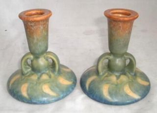 Roseville ARY Pottery Falline 4 Candle Sticks 1092 3