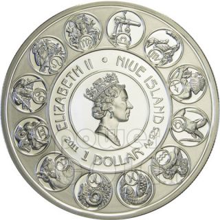 PISCES Horoscope Zodiac Mucha Silver Coin 1$ Niue Island 2011
