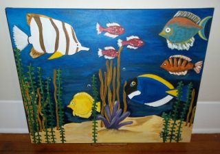 Large Original Acrylic Tropical Fish Aquarium Painting