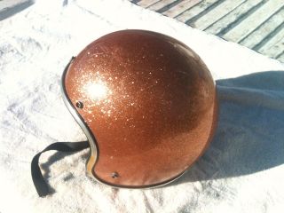 1971 vintage Arthur Fulmer Gold Metal Flake Glitter Motorcycle Helmet