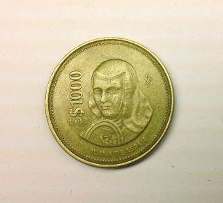 1988 1000 JUANA DE ASBAJE PESO MEXICO PESO COIN UNIDOS MEXICANOS 1000 