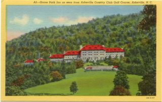 Asheville Grove Park Inn Linen Postcard
