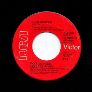   DENVER TAKE ME HOME COUNTRY ROADS POEMS PRAYERS PROMISES 45rpm RECORD