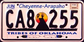 OKLAHOMA ** CHEYENNE   ARAPAHOE NATION TRIBE ** License Plate 