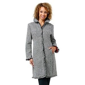Larry Levine Rufflefront Coat w Contrast Lining PXS Red
