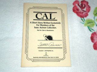 Cal by Isaac Asimov Chap Book Signed