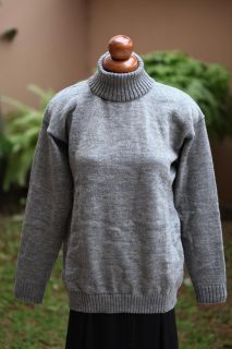 NEW Mens Turtleneck Soft ALPACA Wool Peru Sweater~SZ SIZE L~Gray