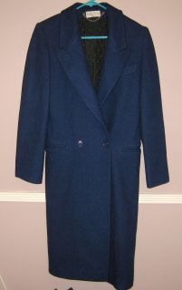 Womens Ashley Scott Petite Blue 100 Wool Coat Size S