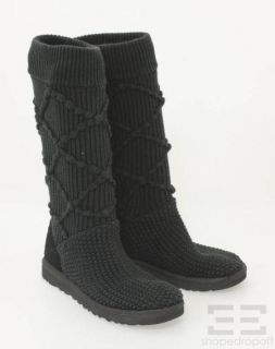UGG Australia Black Classic Argyle Sweater Knit Boots Size US 8 
