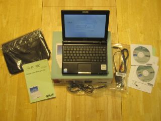 ASUS Eee PC 900 Netbook 4GB 16GB SSD 1GB RAM CASE MANUALS BOX CDs 