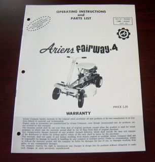 Ariens Fairway 4 12M4 Riding Mower OPR Parts Manual
