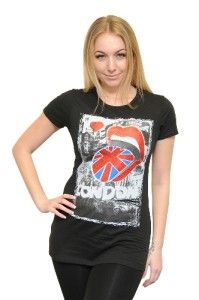 Ladies London Lips Black Fitted T Shirt Souvenirs Gifts British Girls 