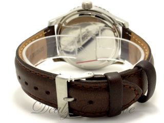 GUESS U11654G1 Brown Leather Geared for Adventure Mens Watch   NEW in 