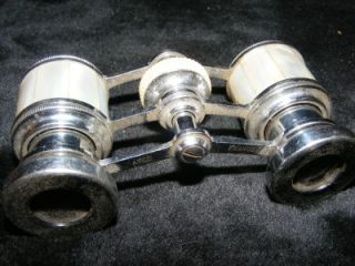 VINTAGE ATCO OPERA GLASSES MOTHER OF PEARL AND CHROME ANTIQUE