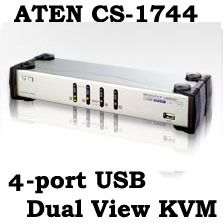 Aten CS 1744 4 Port USB Dual Monitors View KVM Switch
