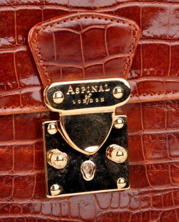 New Aspinal of London Faux Crocodile Leather Briefcase