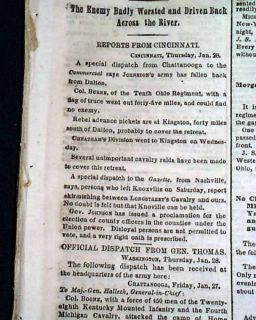 Athens Al Dalton GA Knxville 1864 Civil War Newspaper