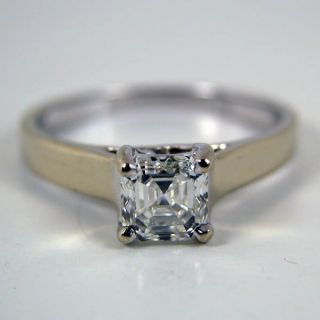 Asscher Cut Diamond Ring Engagement Solitaire 1 04 Carat VS1