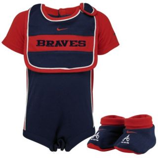 Atlanta Braves Baby Nike Creeper Bib Booties Sz 3 6 Mos