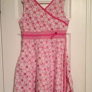 RARE Editions Girls Pink and White Flower and Gingham Dress Size 12 