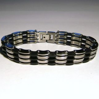 Stainless Steel And Rubber Artisan Bracelet Men Unisex  Courageous 