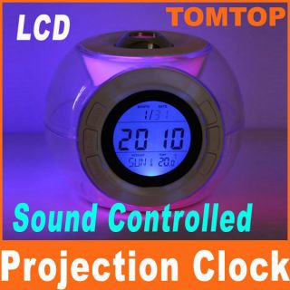 LCD Sensor Voice Talking Projection Sound Control Alarm Clock