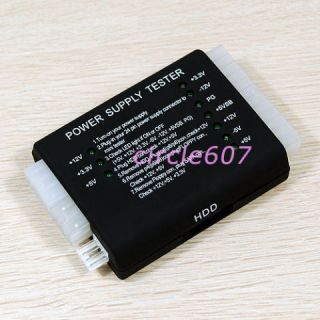 Black PC 20 24 Pin PSU ATX SATA HD Power Supply Tester