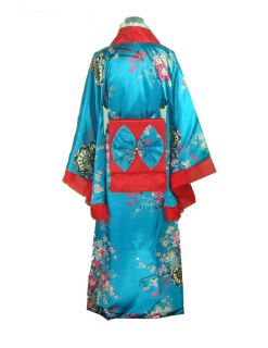 Red Vintage Traditional Yukata Japanese Kimono Costume Party Dress 