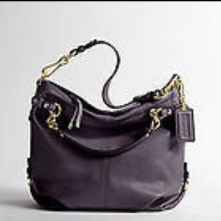 Coach 14142 Brooke Leather Hobo Handbag Eggplant Dark Purple