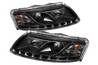 05 07 Audi A6 Projector Headlights, Black LED Car Lights w LED DRL by 