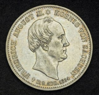 1854, Saxony, Frederick Augustus II. Silver Mourning / Death Thaler. R 