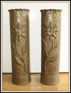 Trench Art Artillery Shell Vases US 75mm 1944 WWII