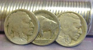 Full Roll of 1913 1929 D S Mint Marked Buffalo Nickels including a 