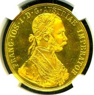 1915 Austria Hungary Gold Coin 4 Ducat NGC Cert Genuine MS 66 Pristine 