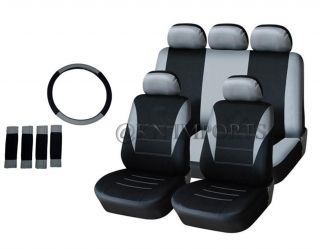 Auto Car Seat Covers Semi Custom for Van SUV Truck 14pcs Black Gray 