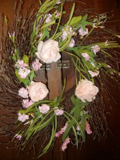 this is a new twiggy wreath with artificial dried look