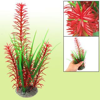 Artificial Plastic Plant Decor Green Red for Fish Tank