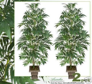 Two 8 Bamboo Palm Artificial Trees Silk Plants 181