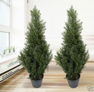 Pre Potted 3 Artificial Cedar Topiary Trees Plants