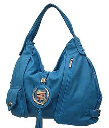   Cadillac Turquoise Blue Soft Faux Leather Slouch Bag Ashley M