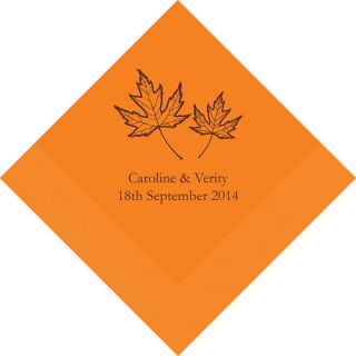 100 Fall Leaf Personalized Wedding Cocktail Napkins