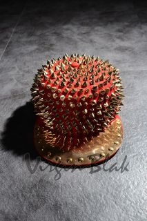 VB Homme Mens Gold Spike Studded and Metal Plated Cap 6KL