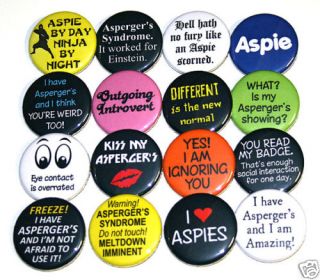 Aspergers Syndrome Badge Lot x16 Buttons Badges Autism