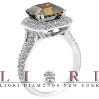 08 Ct Fancy Brown Asscher Cut Diamond Engagement Ring