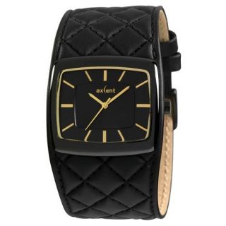 AXCENT OF SCANDINAVIA FLOW WATCH PADDED BLACK LEATHER STRAP GOLD 