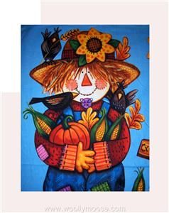 Autumn Scarecrow Harvest Wall Hanging Fabric Panel